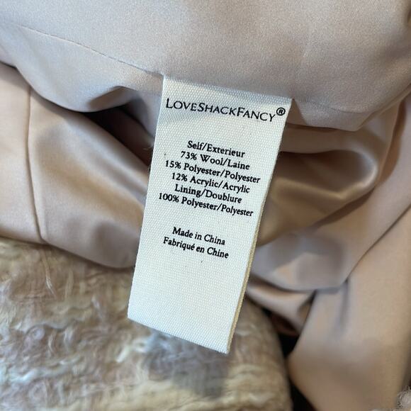 LoveShackFancy Asryn Tweed Double Breasted Winter White Long Coat Size XL - Picture 9 of 9